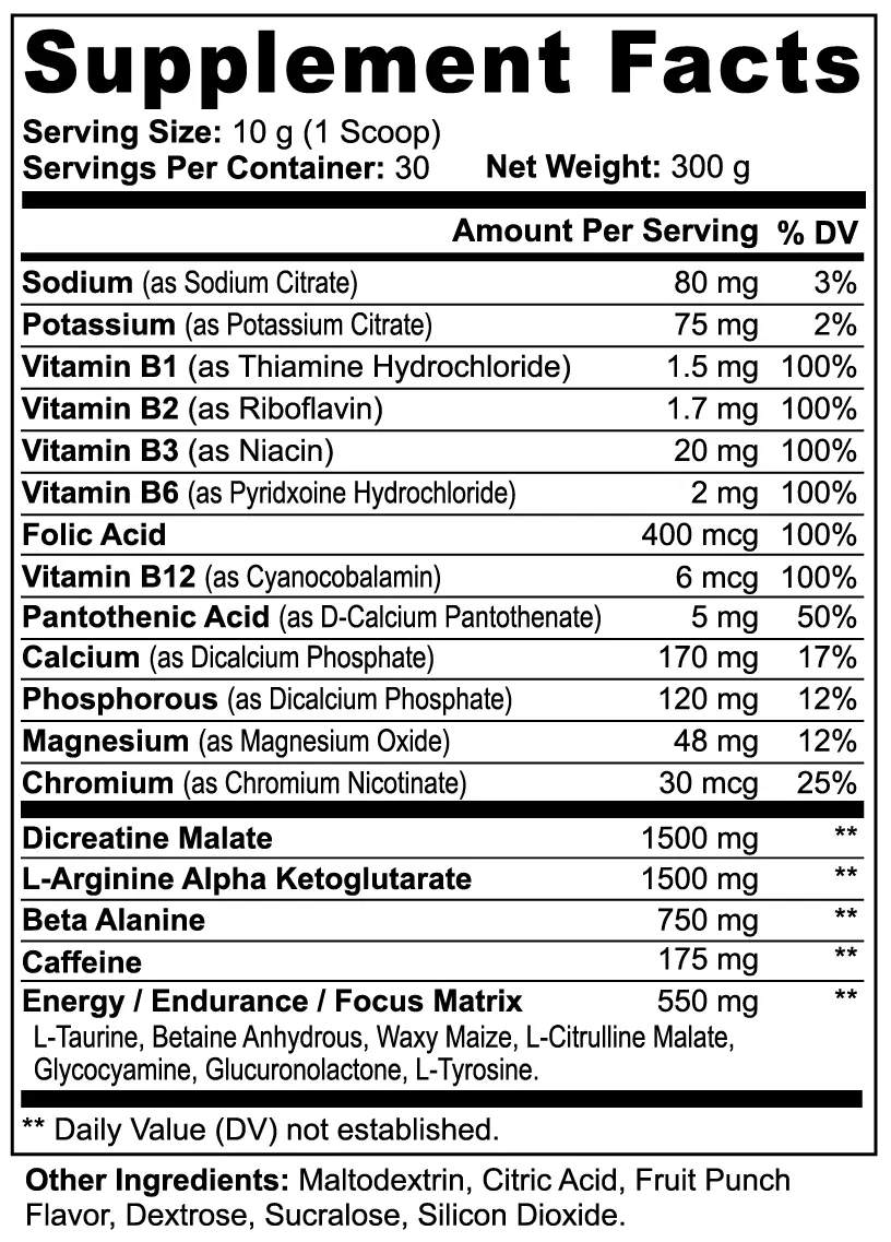 Nitric Shock Pre-Workout Powder (Fruit Punch) Firedog Works