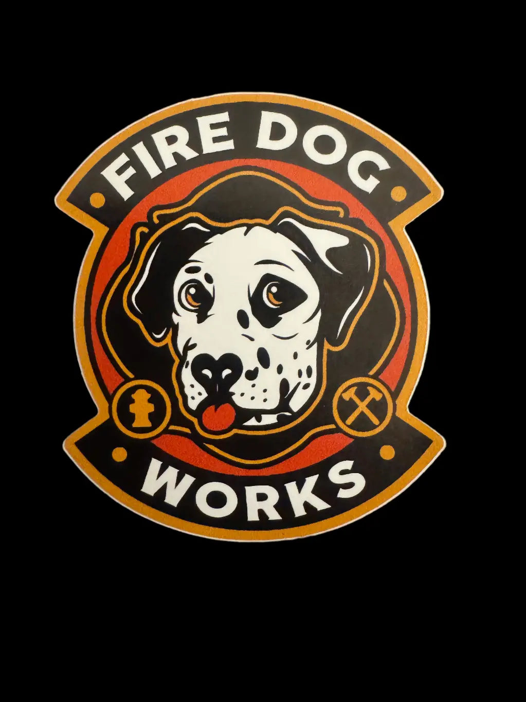 Firedog Works Logo Sticker (3” x 3”) Firedog Works
