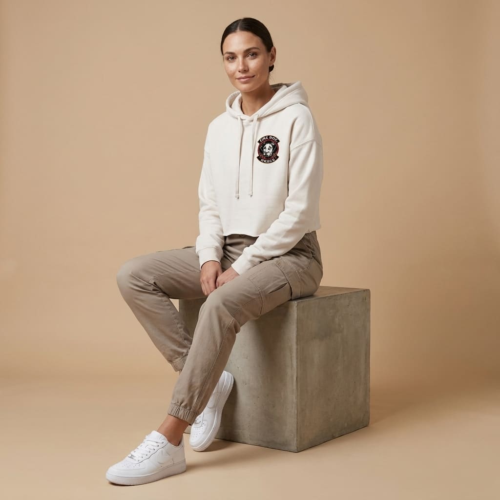 Fire Station Cropped Hoodie - Firedog Works