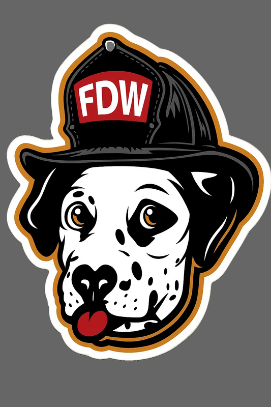 Fire Dog Helmet Sticker (3” x 3”) Firedog Works