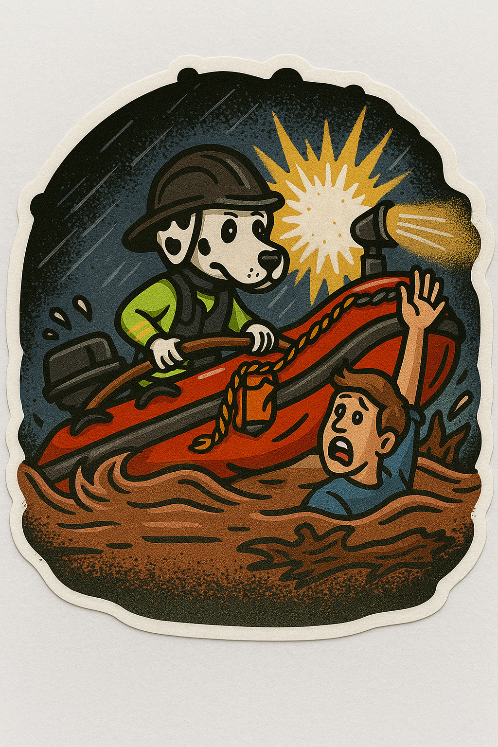 🌊🚒 Water Rescue Sticker (2.5” x 2.5”) Firedog Works